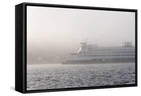 Washington State, Puget Sound. Ferry Emerges from Dense Fog-Trish Drury-Framed Stretched Canvas