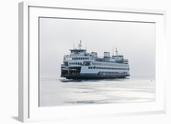 Washington State, Puget Sound. Ferry with Dense Fog Bank Limiting Visibility-Trish Drury-Framed Photographic Print