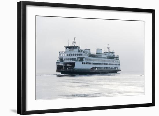 Washington State, Puget Sound. Ferry with Dense Fog Bank Limiting Visibility-Trish Drury-Framed Photographic Print