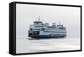 Washington State, Puget Sound. Ferry with Dense Fog Bank Limiting Visibility-Trish Drury-Framed Stretched Canvas