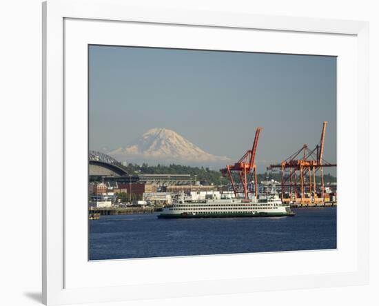 Washington State, Seattle, Washington State Ferry and Mount Rainier-Jamie & Judy Wild-Framed Photographic Print