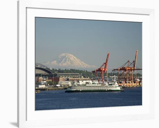 Washington State, Seattle, Washington State Ferry and Mount Rainier-Jamie & Judy Wild-Framed Photographic Print