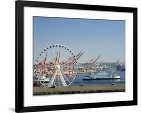 Washington State, Seattle Waterfront, The Great Wheel and Washington State Ferry-Jamie & Judy Wild-Framed Photographic Print