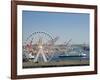 Washington State, Seattle Waterfront, The Great Wheel and Washington State Ferry-Jamie & Judy Wild-Framed Photographic Print