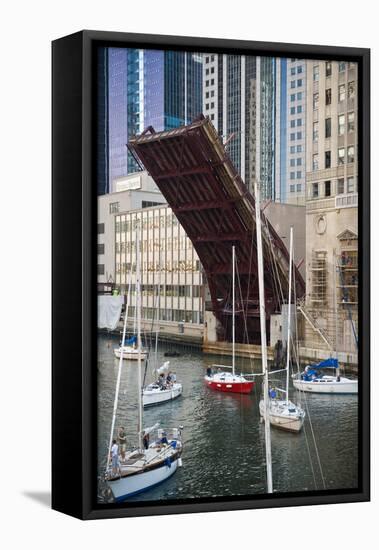 Washington Street Bridge Lift Chicago-Steve Gadomski-Framed Stretched Canvas