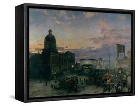Washington Street, Indianapolis at Dusk, 1892-1895-Theodor Groll-Framed Stretched Canvas