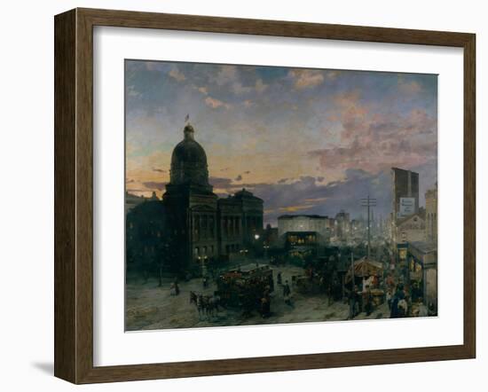 Washington Street, Indianapolis at Dusk, 1892-1895-Theodor Groll-Framed Giclee Print