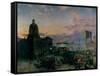 Washington Street, Indianapolis At Dusk-Theodor Groll-Framed Stretched Canvas