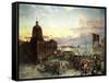Washington Street, Indianapolis at Dusk-Theodor Groll-Framed Stretched Canvas
