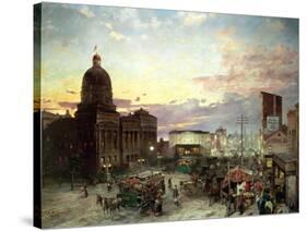 Washington Street, Indianapolis at Dusk-Theodor Groll-Stretched Canvas