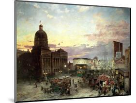 Washington Street, Indianapolis at Dusk-Theodor Groll-Mounted Giclee Print