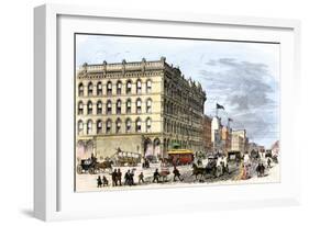 Washington Street, Looking West from Meriden Street, Indianapolis, 1870s-null-Framed Giclee Print