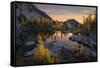 Washington, Subalpine Larch Surround Horseshoe Lake, Alpine Lakes Wilderness at Sunrise-Gary Luhm-Framed Stretched Canvas