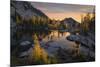 Washington, Subalpine Larch Surround Horseshoe Lake, Alpine Lakes Wilderness at Sunrise-Gary Luhm-Mounted Photographic Print