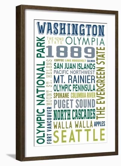 Washington - Typography-Lantern Press-Framed Art Print