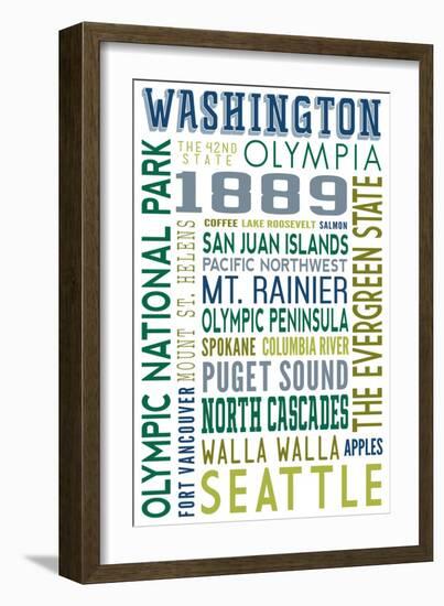 Washington - Typography-Lantern Press-Framed Art Print