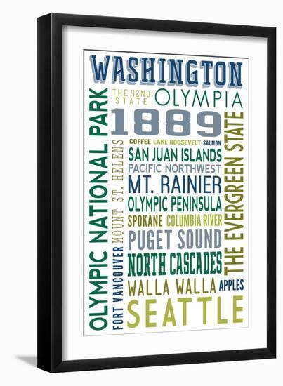 Washington - Typography-Lantern Press-Framed Art Print