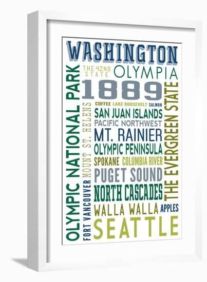 Washington - Typography-Lantern Press-Framed Art Print