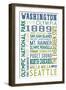 Washington - Typography-Lantern Press-Framed Premium Giclee Print