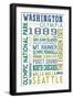 Washington - Typography-Lantern Press-Framed Premium Giclee Print