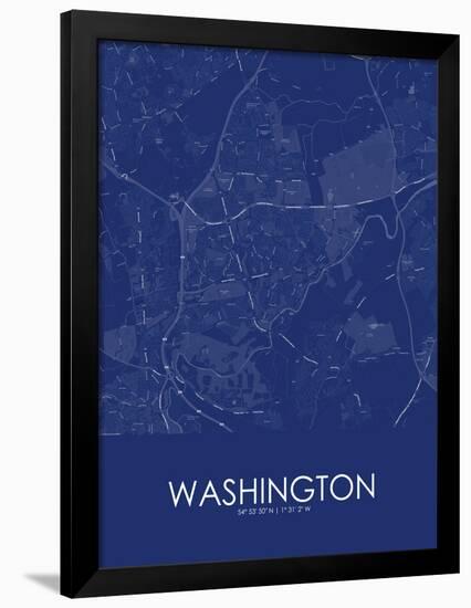 Washington, United Kingdom Blue Map-null-Framed Poster