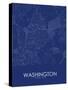 Washington, United Kingdom Blue Map-null-Stretched Canvas