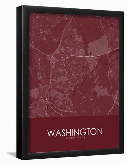 Washington, United Kingdom Red Map-null-Framed Poster