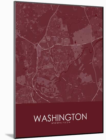 Washington, United Kingdom Red Map-null-Mounted Poster
