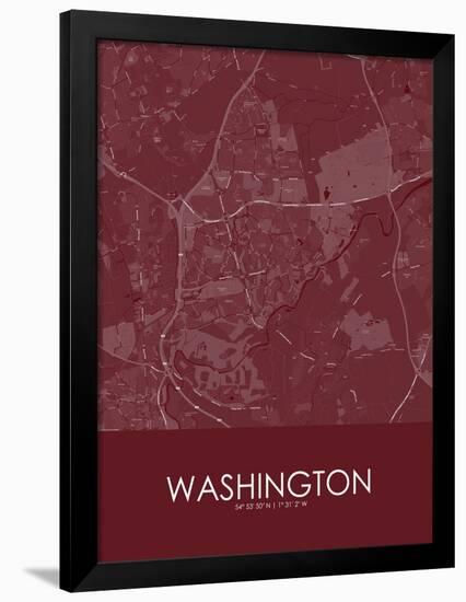 Washington, United Kingdom Red Map-null-Framed Poster