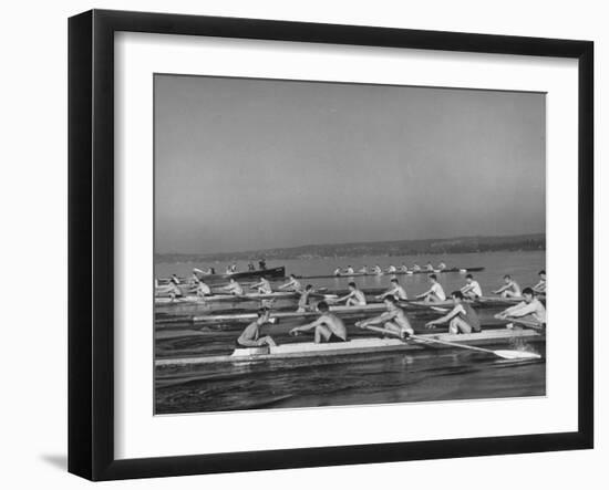 Washington Univ. Rowing Team Practicing on Lake Washington-J^ R^ Eyerman-Framed Photographic Print