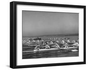 Washington Univ. Rowing Team Practicing on Lake Washington-J^ R^ Eyerman-Framed Photographic Print