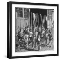 Washington Univ. Rowing Team Showing Up for Practice-J^ R^ Eyerman-Framed Photographic Print