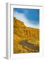 Washington, Vantage Car on Road Through Columbia River Basalt Group-Richard Duval-Framed Photographic Print