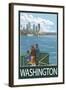 Washington - View from Ferry-Lantern Press-Framed Art Print