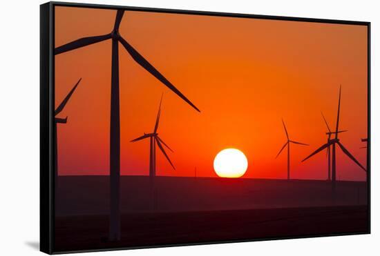 Washington, Walla Walla. Windmills. Stateline Wind Project-Brent Bergherm-Framed Stretched Canvas