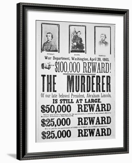 Washington War Department Poster Announcing a $100,000 Reward For Finding the Murderer of Lincoln-null-Framed Giclee Print