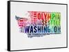 Washington Watercolor Word Cloud-NaxArt-Framed Stretched Canvas