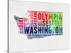Washington Watercolor Word Cloud-NaxArt-Stretched Canvas