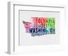 Washington Watercolor Word Cloud-NaxArt-Framed Art Print