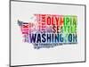 Washington Watercolor Word Cloud-NaxArt-Mounted Art Print