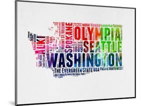 Washington Watercolor Word Cloud-NaxArt-Mounted Art Print