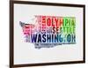 Washington Watercolor Word Cloud-NaxArt-Framed Art Print