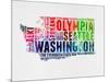 Washington Watercolor Word Cloud-NaxArt-Mounted Art Print