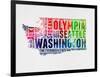 Washington Watercolor Word Cloud-NaxArt-Framed Art Print