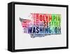 Washington Watercolor Word Cloud-NaxArt-Framed Stretched Canvas