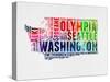 Washington Watercolor Word Cloud-NaxArt-Stretched Canvas