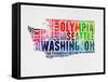 Washington Watercolor Word Cloud-NaxArt-Framed Stretched Canvas