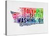 Washington Watercolor Word Cloud-NaxArt-Stretched Canvas