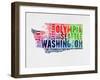 Washington Watercolor Word Cloud-NaxArt-Framed Art Print