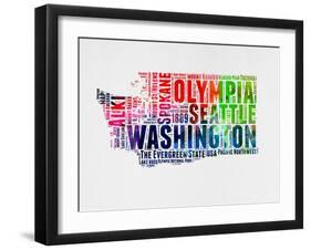 Washington Watercolor Word Cloud-NaxArt-Framed Art Print